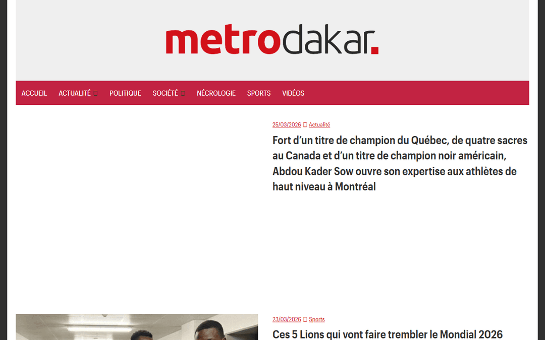 Screenshot des Publishers metrodakar.net
