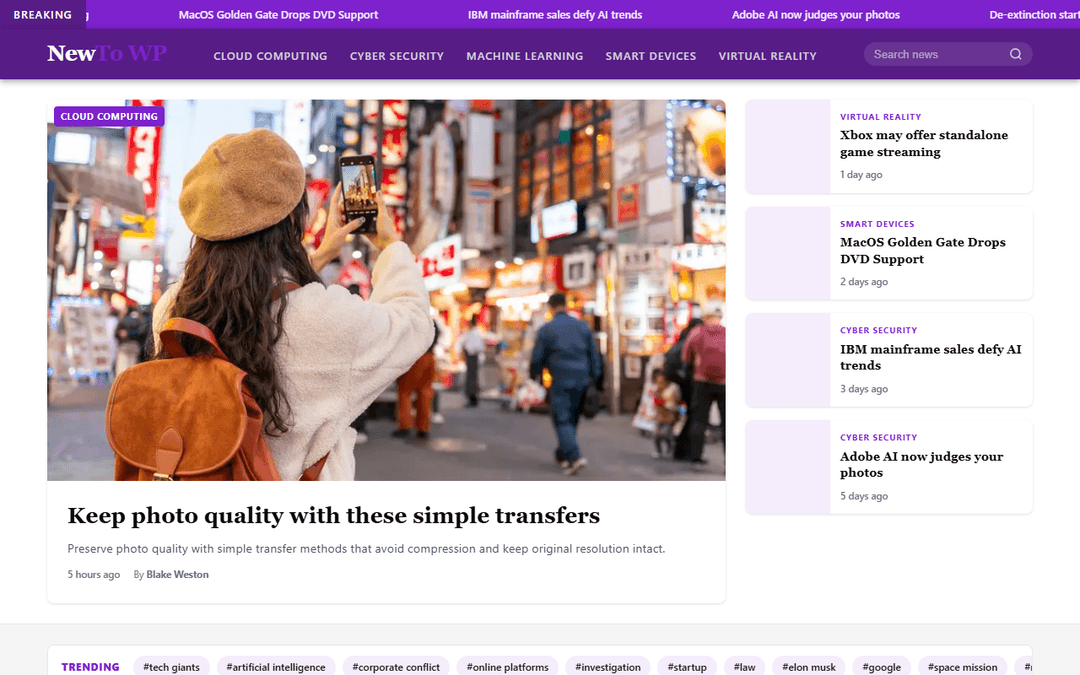 Screenshot des Publishers new2wp.com