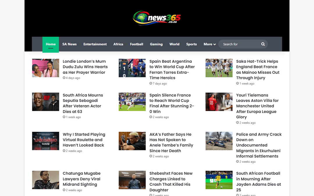 Screenshot des Publishers news365.co.za