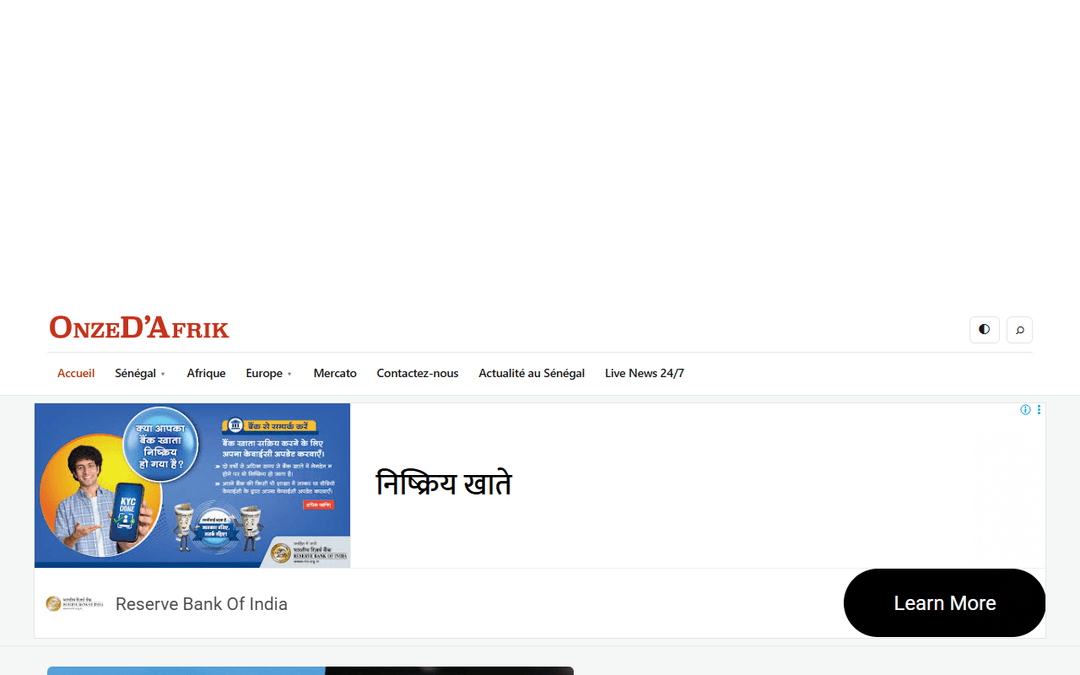 Screenshot des Publishers onzedafrik.com