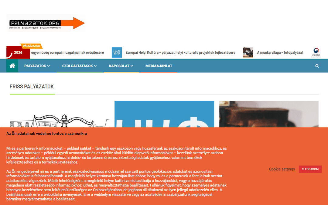 palyazatok.org publisher screenshot