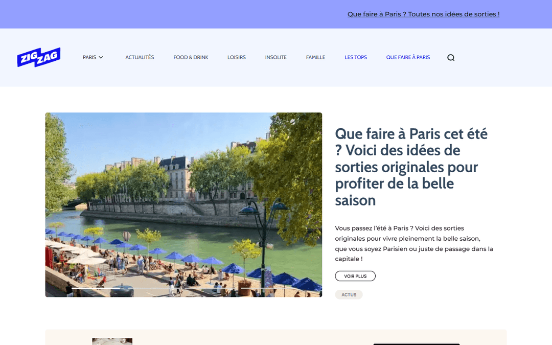 Screenshot des Publishers pariszigzag.fr