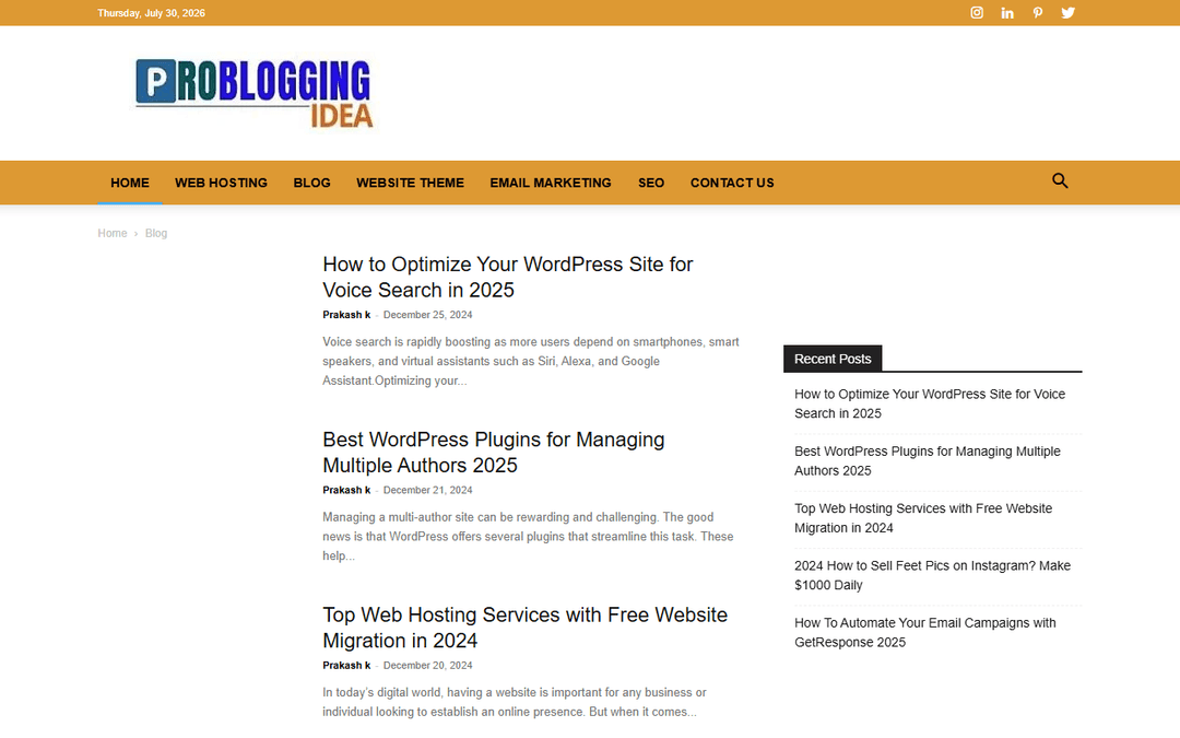 Screenshot des Publishers probloggingidea.com