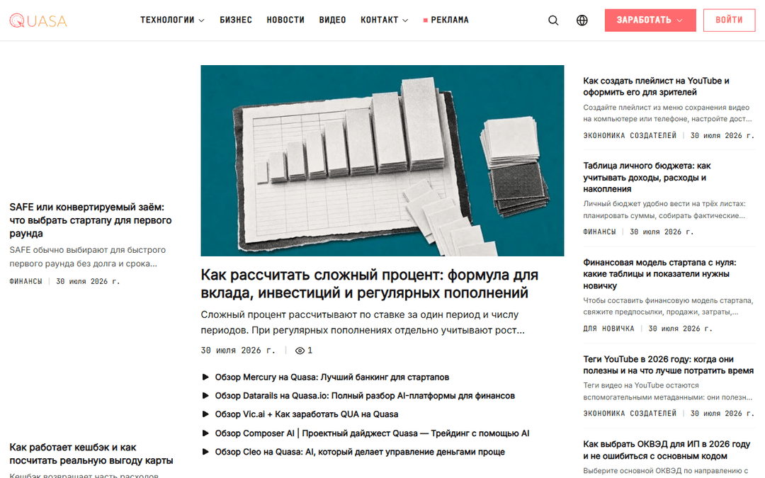quasa.io/ru publisher screenshot