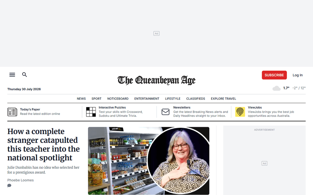 queanbeyanage.com.au publisher screenshot