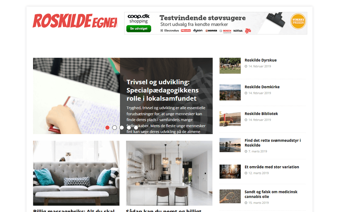 Capture d'écran de l'éditeur roskildeegnen.dk
