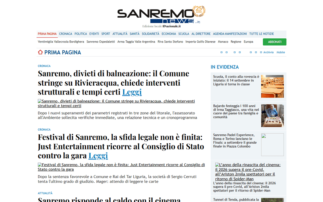 Tangkapan layar publisher sanremonews.it