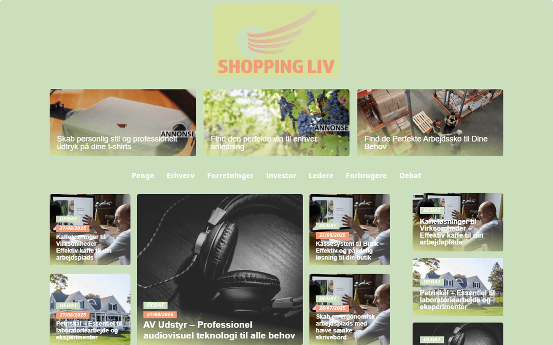 Capture d'écran de l'éditeur shoppingliv.dk