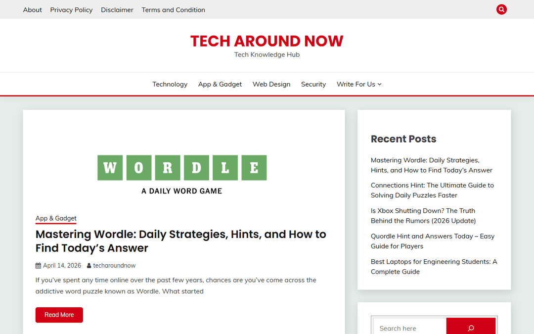 Screenshot des Publishers techaroundnow.com
