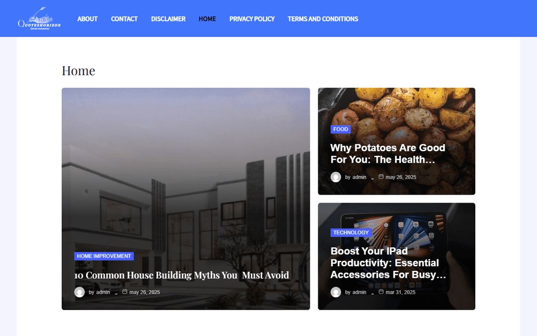 quoteshorizon.com publisher screenshot