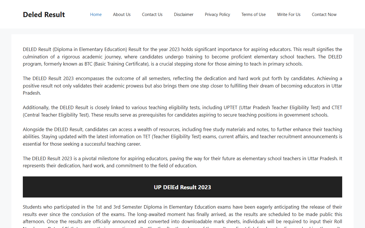 deledresult.in publisher screenshot