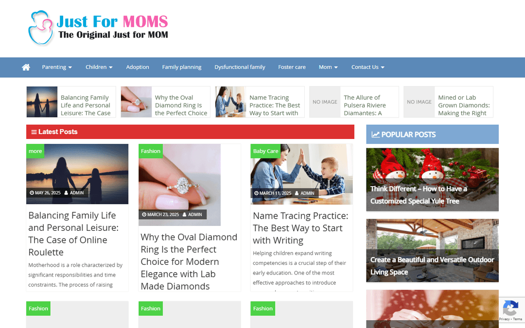 justformom.co.uk publisher screenshot