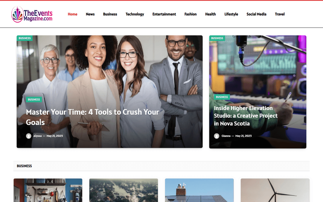 theeventsmagazine.com publisher screenshot