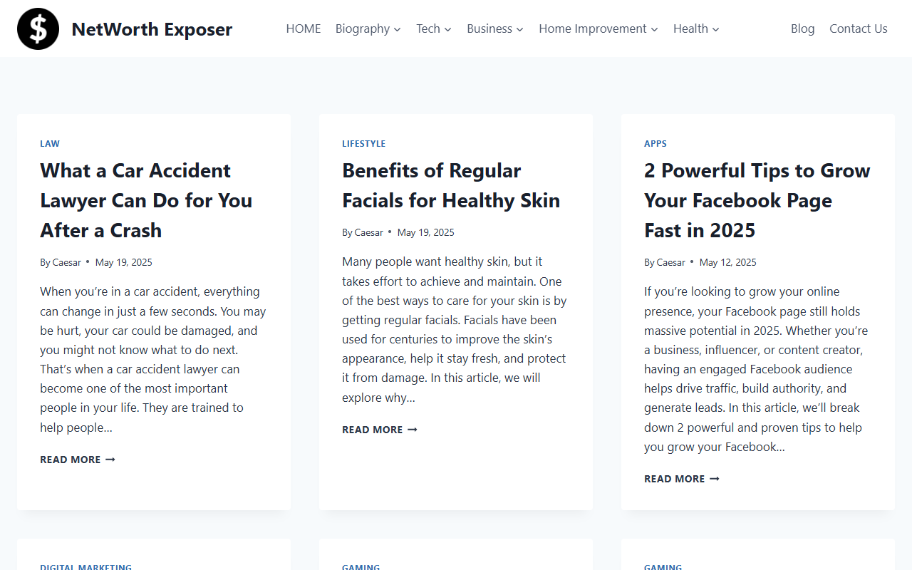 networthexposer.net publisher screenshot
