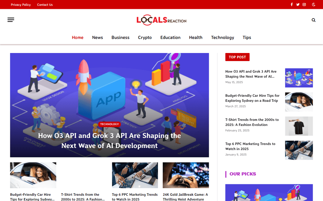localsreaction.com publisher screenshot