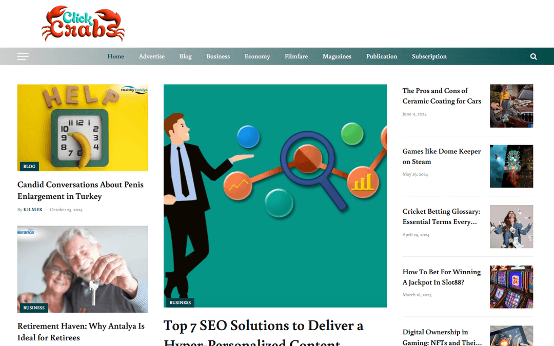 clickcrabs.com publisher screenshot