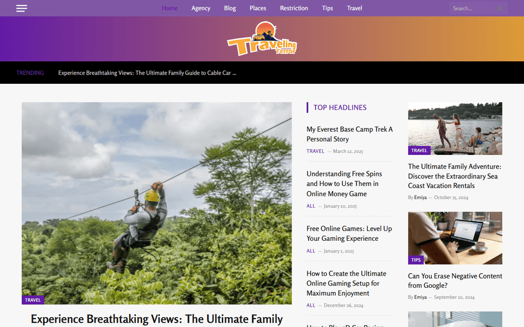 travelingterror.com publisher screenshot