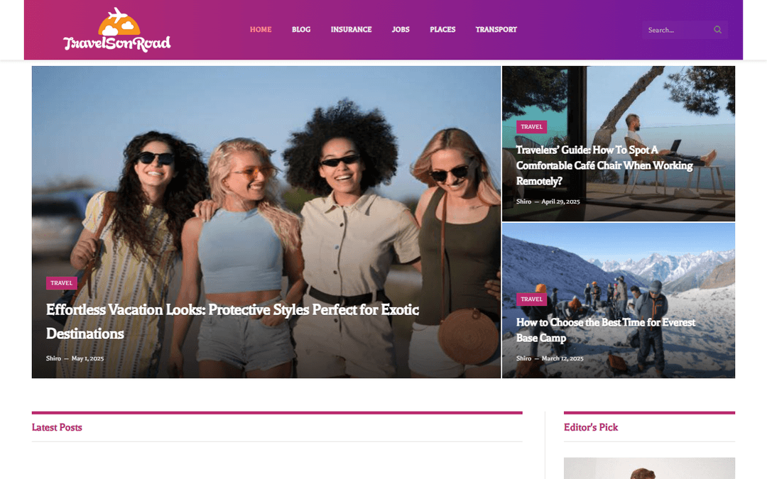 travelsonroad.com publisher screenshot