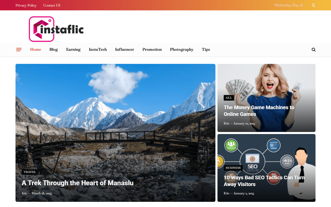 instaflic.com publisher screenshot
