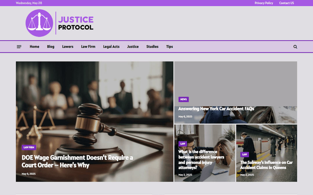 justiceprotocol.com publisher screenshot