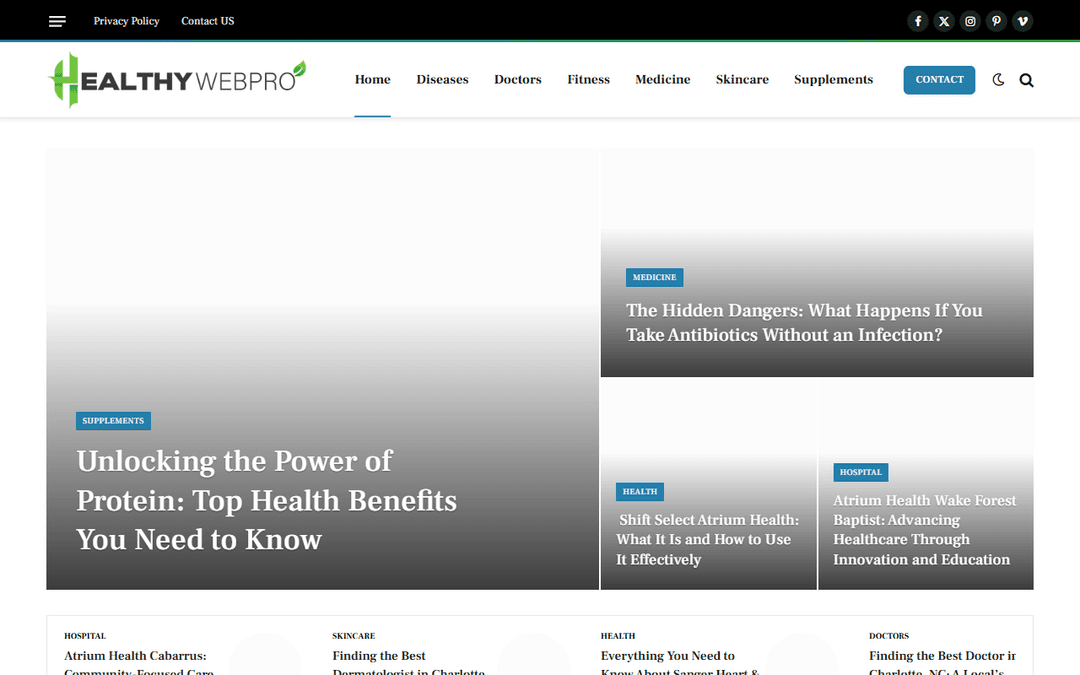 healthywebpro.com publisher screenshot