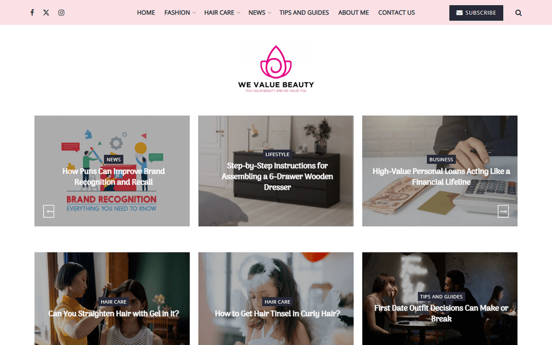 wevaluebeauty.com publisher screenshot