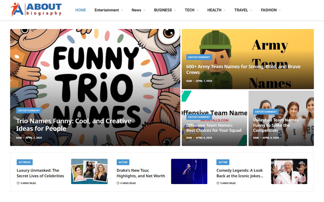 aboutbiography.com publisher screenshot