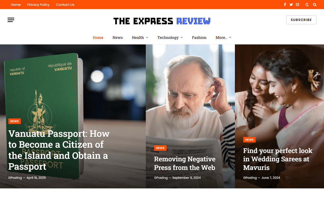 theexpressreview.com publisher screenshot