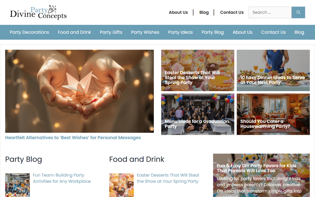 divinepartyconcepts.com publisher screenshot