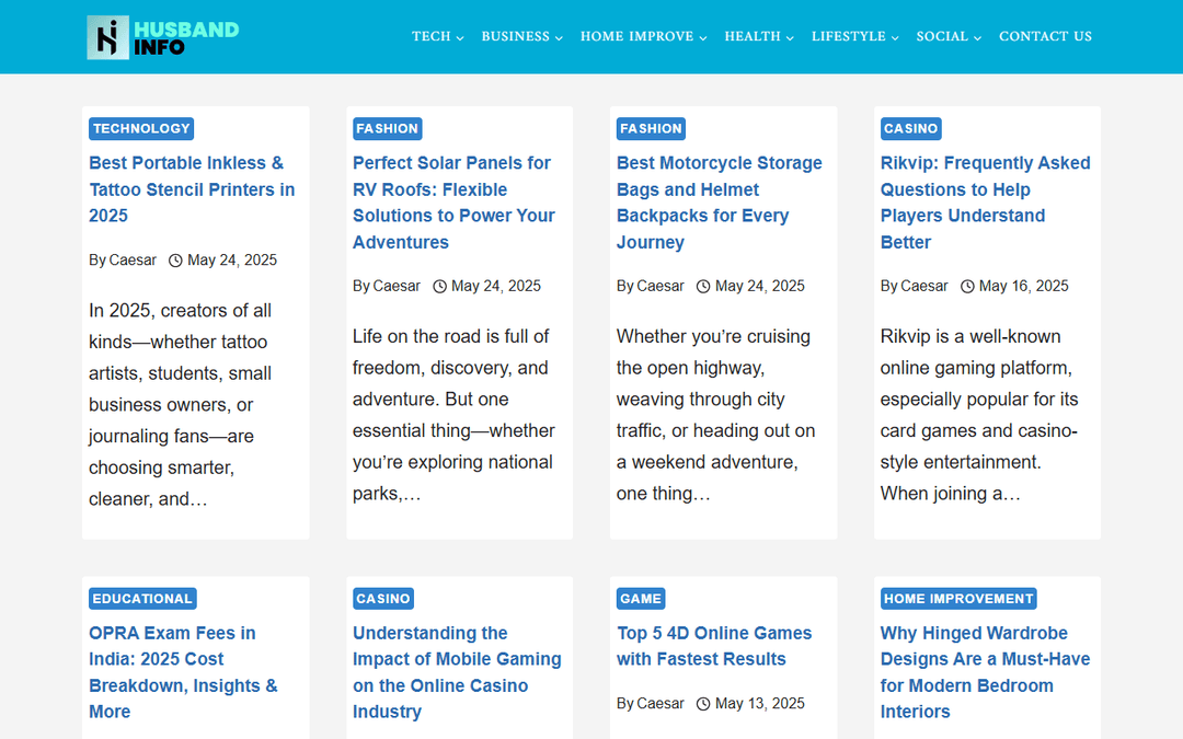 husbandinfo.com publisher screenshot