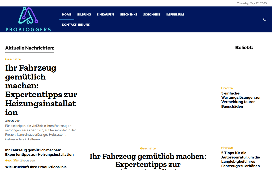 probloggers.de publisher screenshot