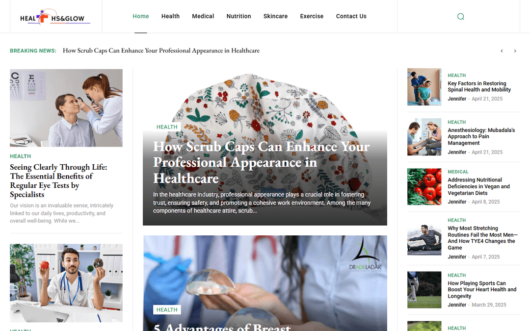 healthsandglow.com publisher screenshot