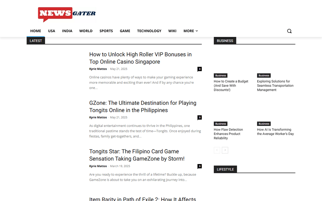 newsgater.com publisher screenshot