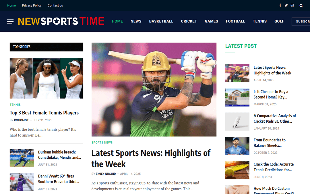 newsportsweb.com publisher screenshot