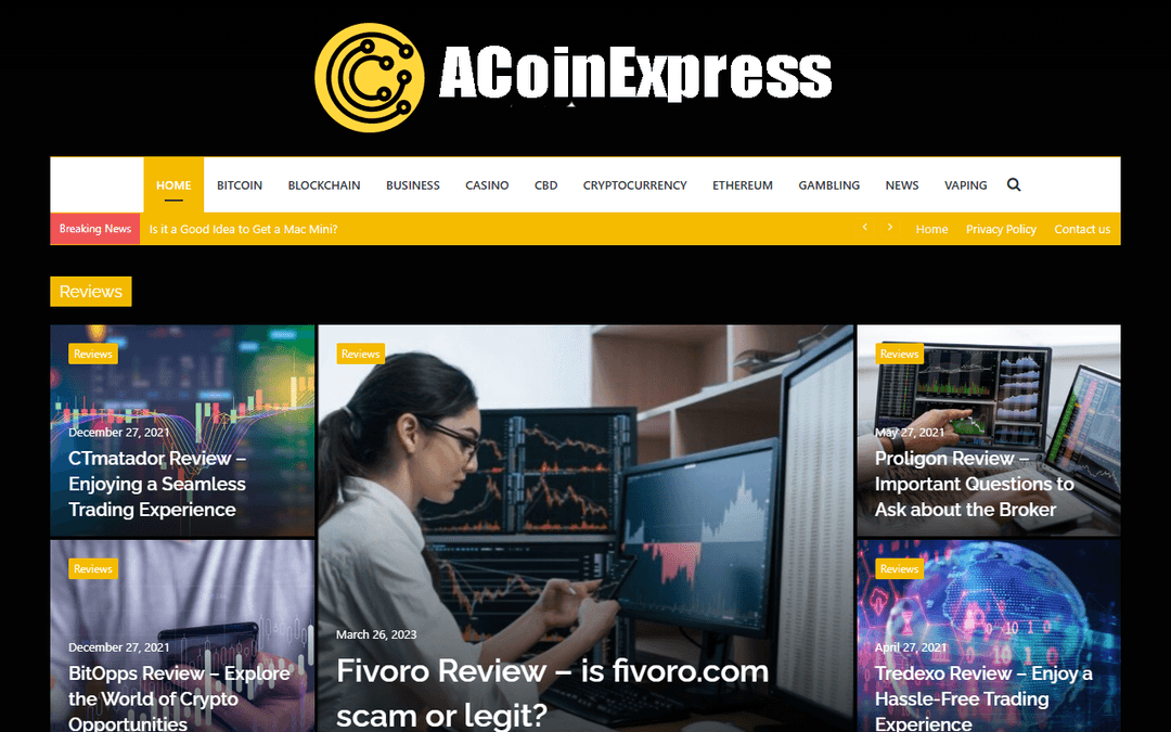 acoinexpress.com publisher screenshot