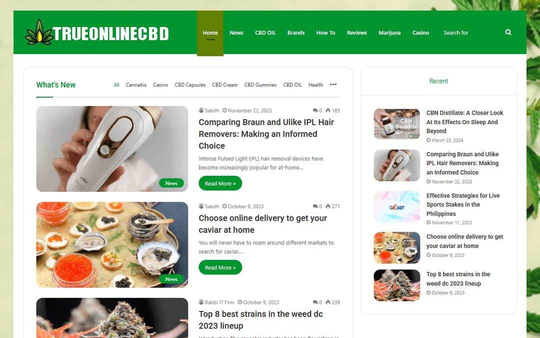 trueonlinecbd.com publisher screenshot