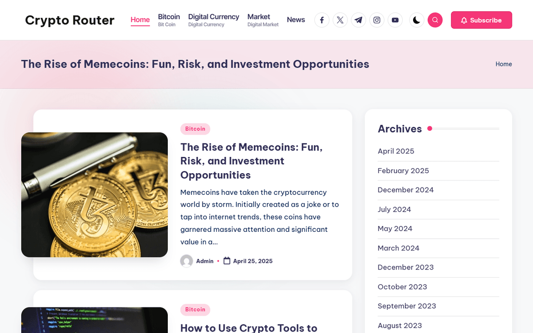 cryptorouter.io publisher screenshot