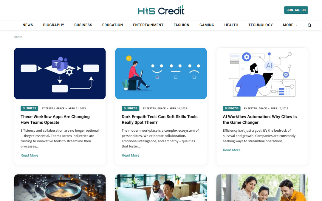 hiscredit.com publisher screenshot