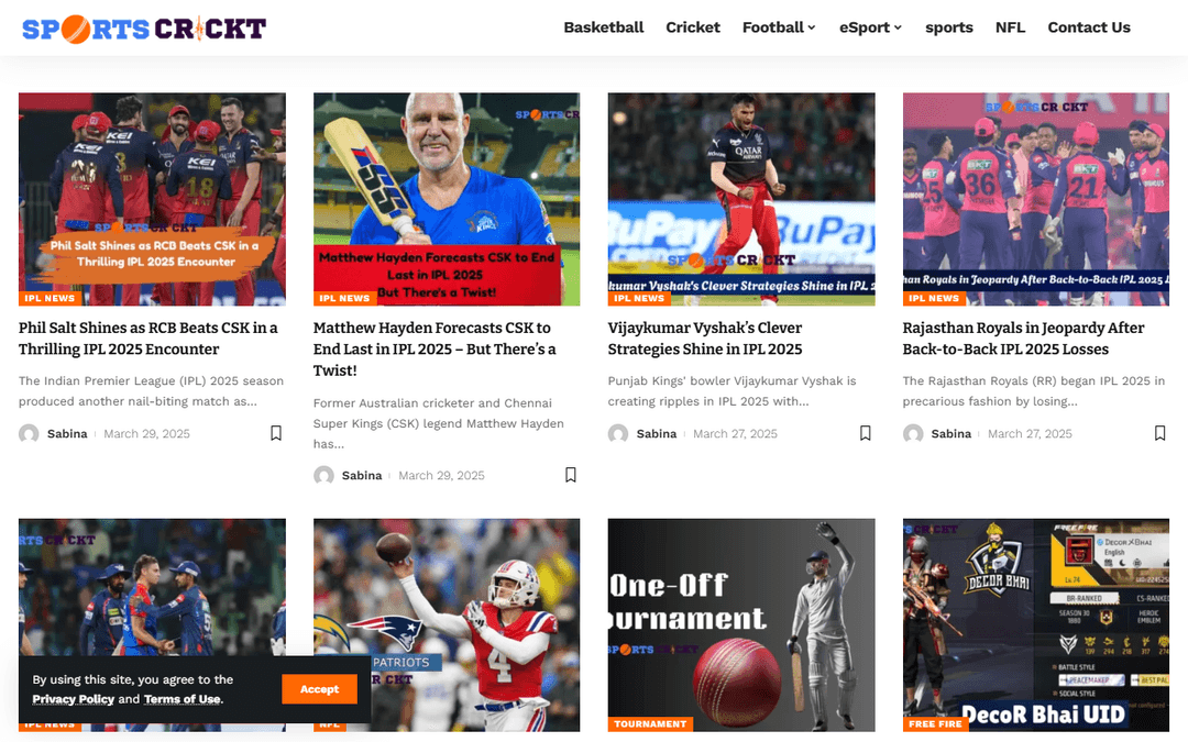 sportscrickt.com publisher screenshot