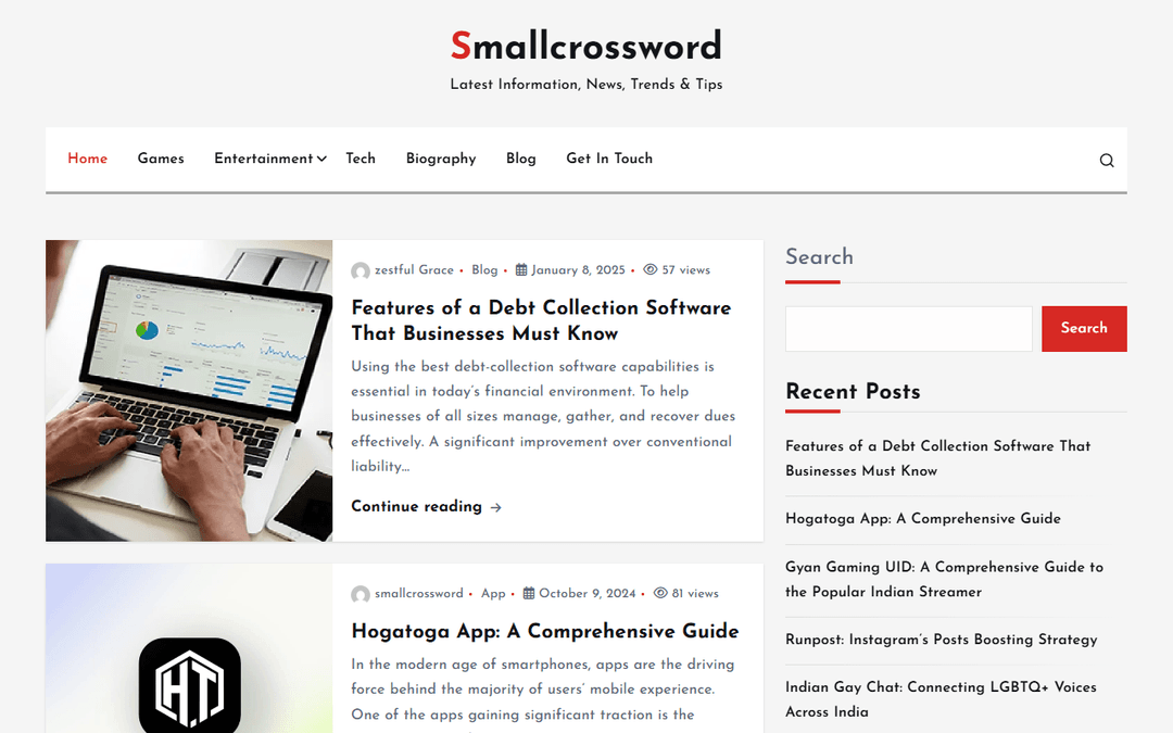 smallcrossword.com publisher screenshot