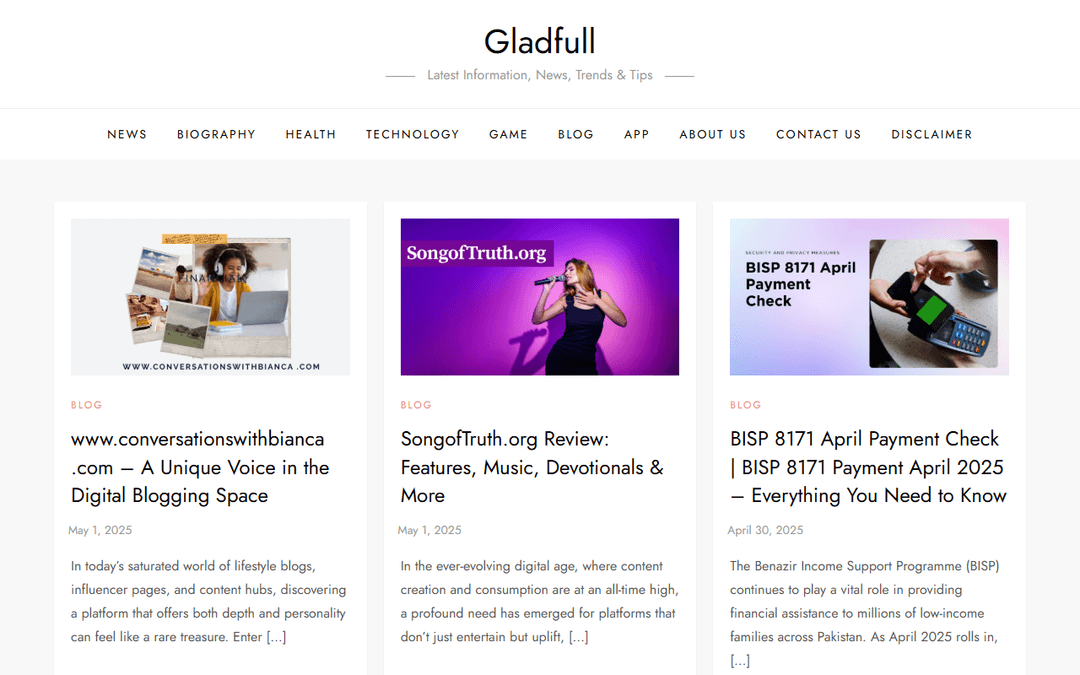 gladfull.com publisher screenshot