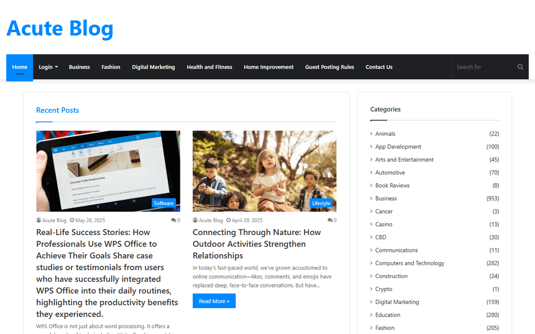 acuteblog.com publisher screenshot