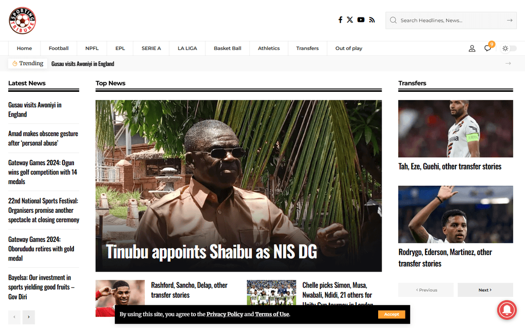 sportingtribune.com publisher screenshot