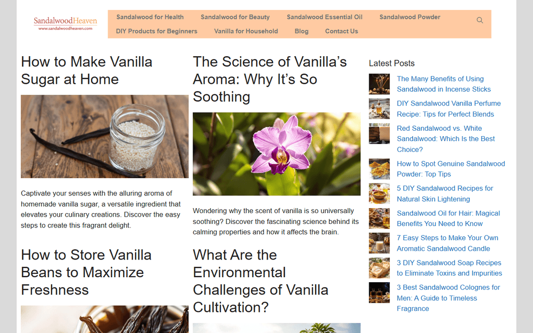 sandalwoodheaven.com publisher screenshot