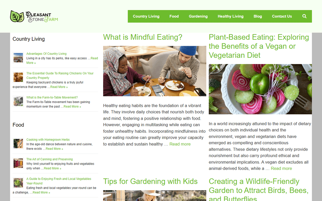pleasantstonefarm.com publisher screenshot