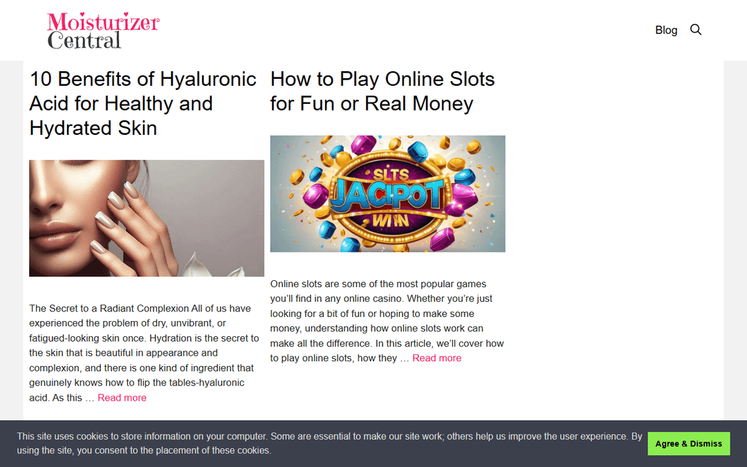 moisturizercentral.com publisher screenshot