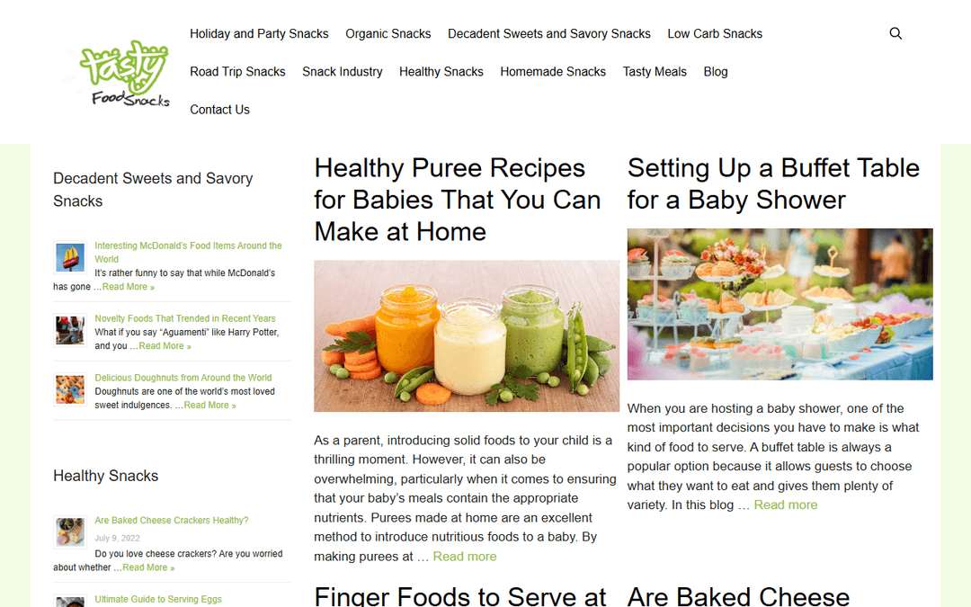 tastyfoodsnacks.com publisher screenshot