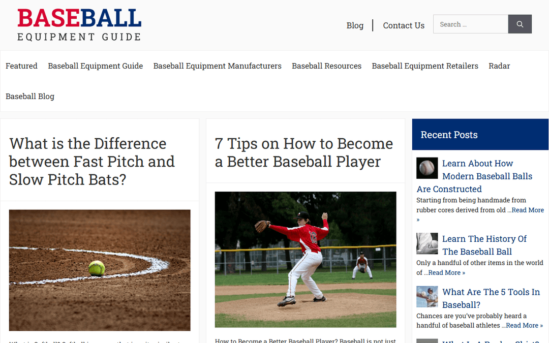 baseballequipmentguide.com publisher screenshot