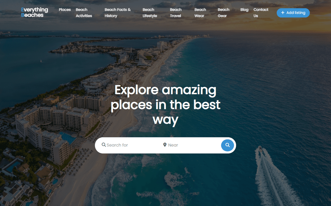 everythingbeaches.com publisher screenshot