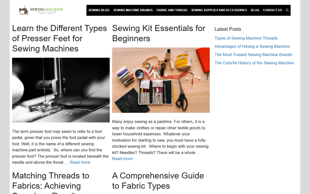 sewingmachineshopper.com publisher screenshot